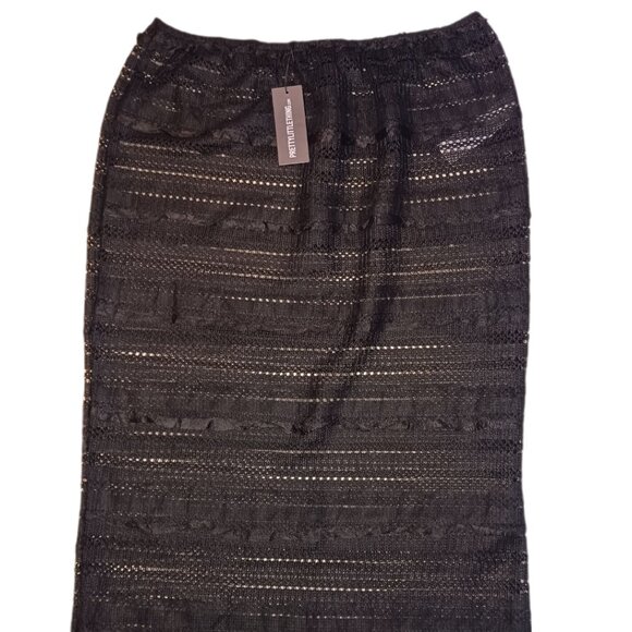 Pretty Little Thing Womens Size 8 Maxi Skirt Black Low Waist Petite Mesh - Picture 6 of 8